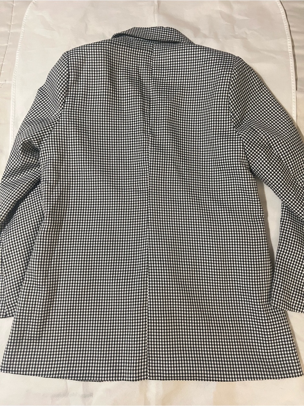 women’s black & white micro houndstooth blazer single-button closure large work - Picture 5 of 12